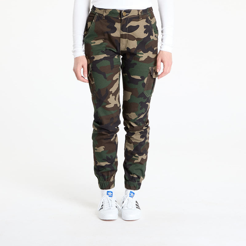 Urban Classics Ladies High Waist Camo Cargo Pants Camo Green
