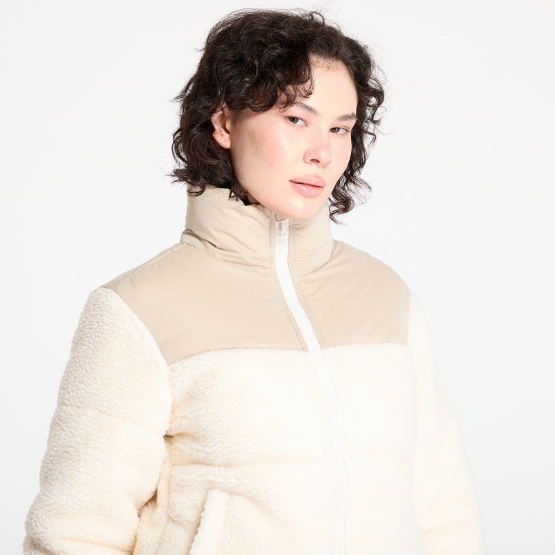 Urban Classics Ladies Short Sherpa Mix Puffer Jacket Wet Sand/ Sand