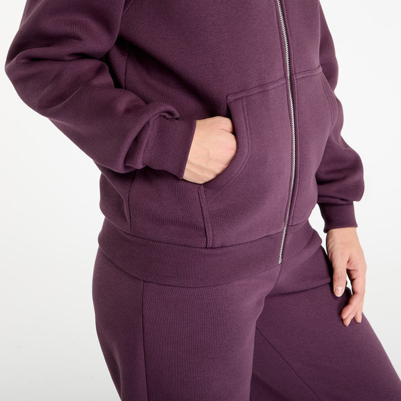 Urban Classics Ladies Fluffy Zip Hoody Plum Purple