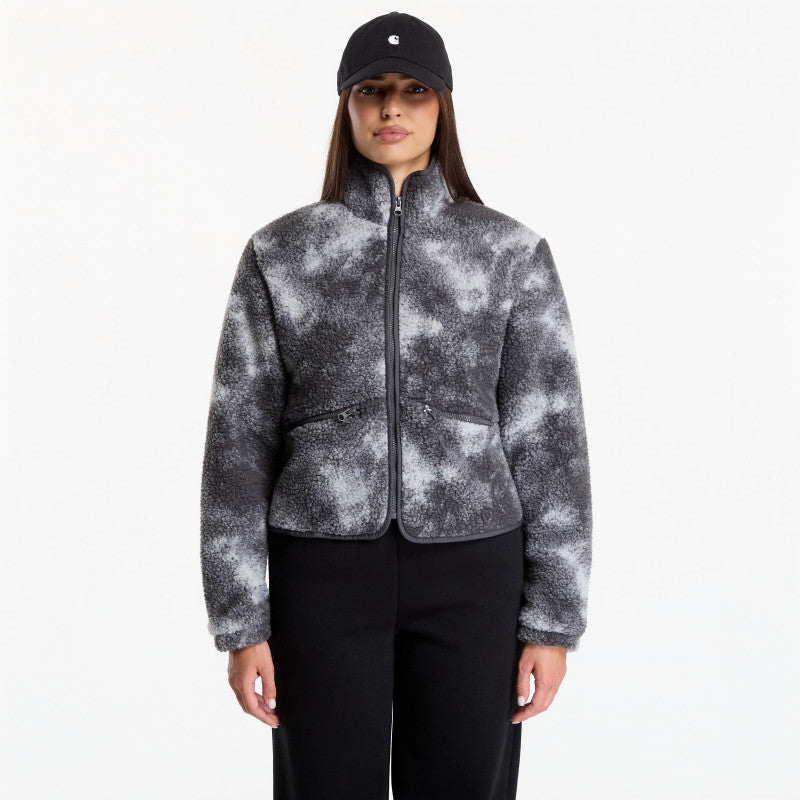 Urban Classics Printed Sherpa Jacket Grey Tie Dye