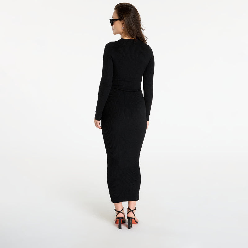 Sukienka GUESS Flaminia Ls Cn Ribbed Dress Sw Black