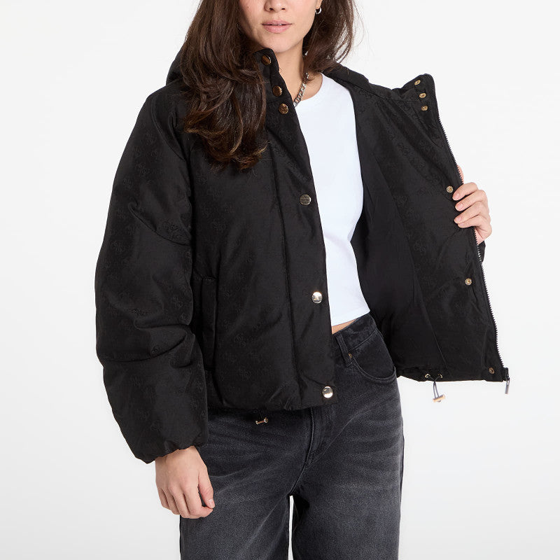 GUESS 4G Boxy Puffer Jacket Jacquard Jblk Mon