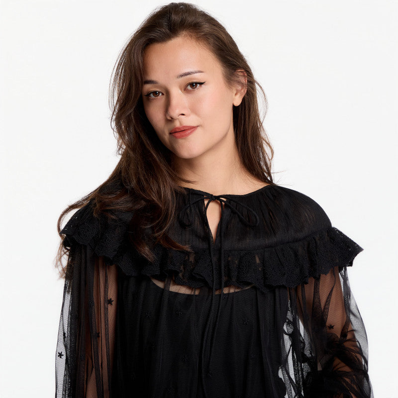 AllSaints Trixie Lace Top Jet Black