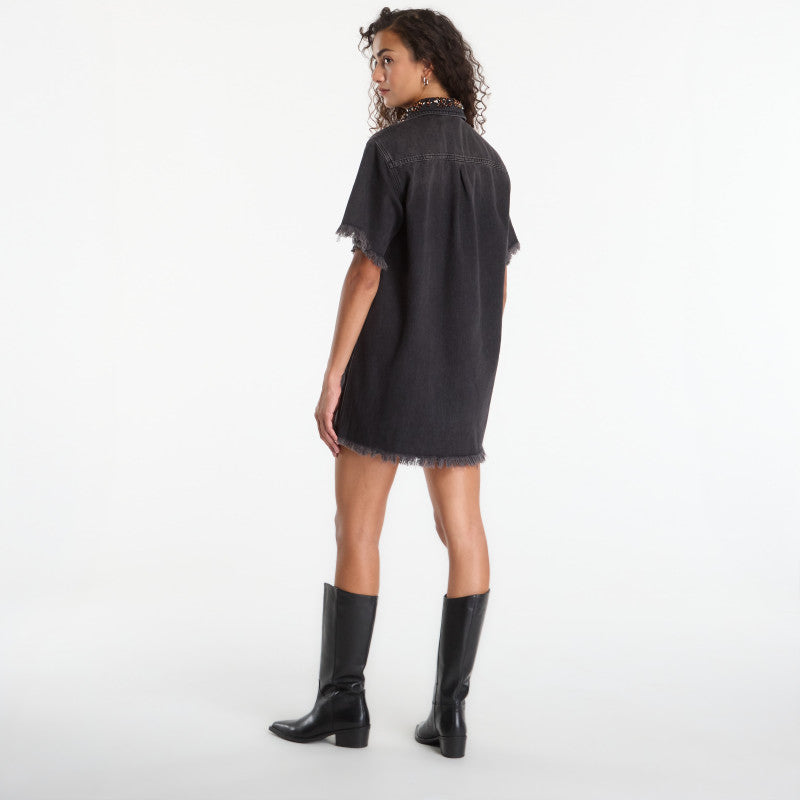 Sukienka AllSaints Filou Denim Dress Overdyed Brown