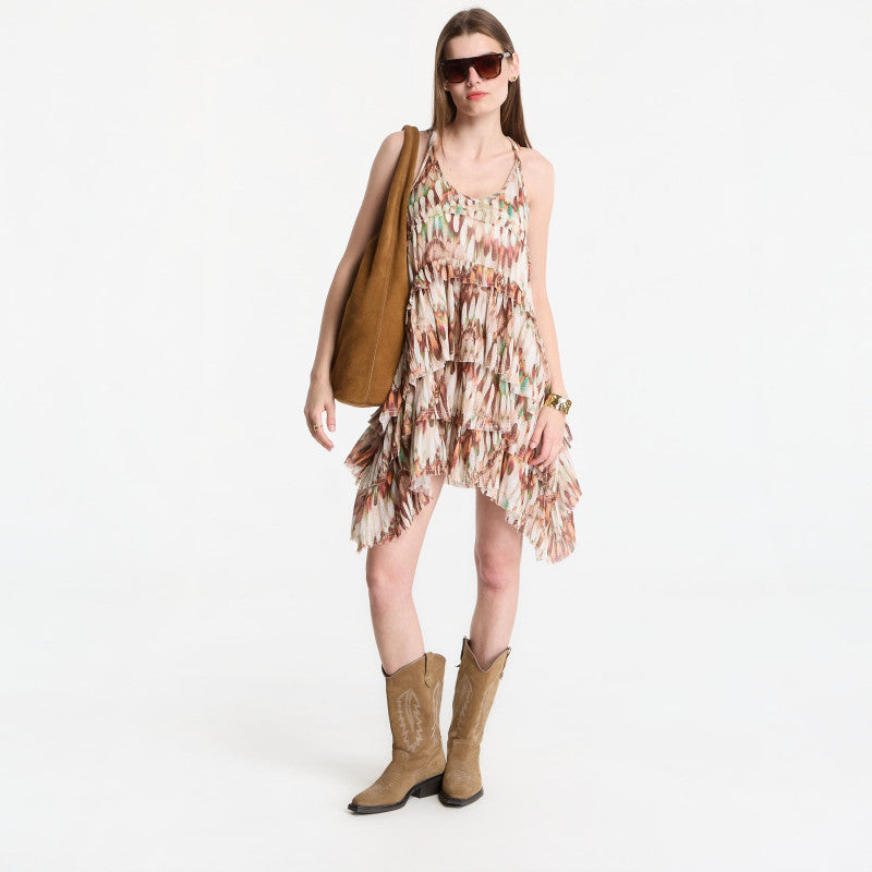 Sukienka AllSaints Cavarly Mini Dress Oceano Soft Pink