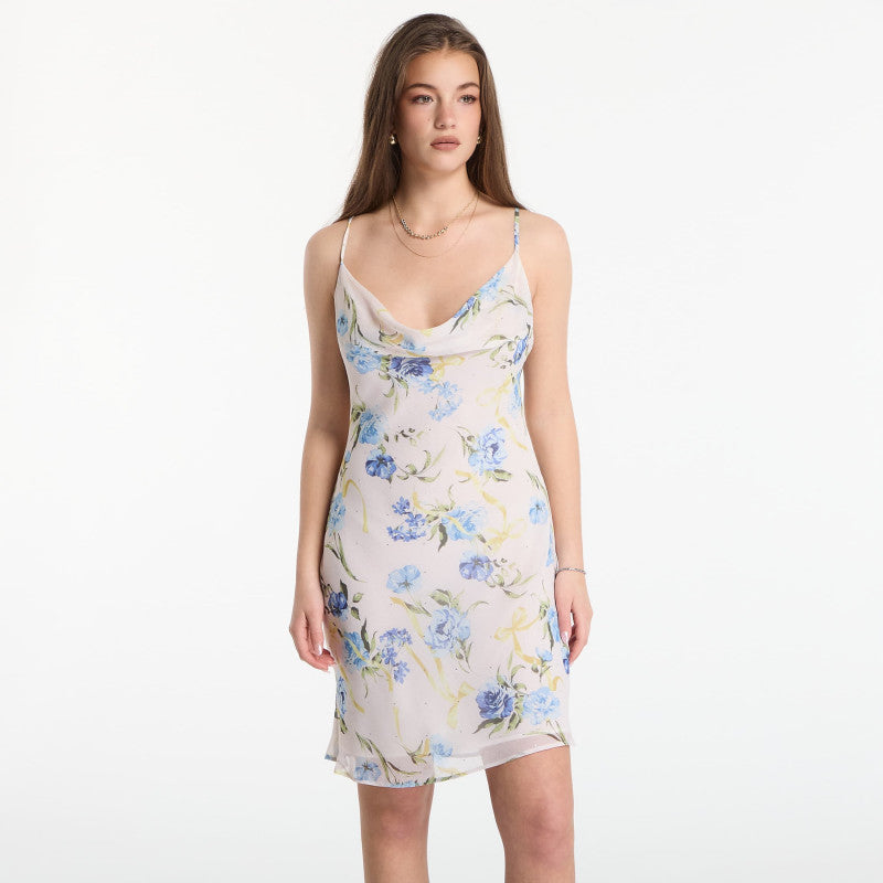 Sukienka GUESS Sl Linda Mini Slip Dress Ribbon Floral Print
