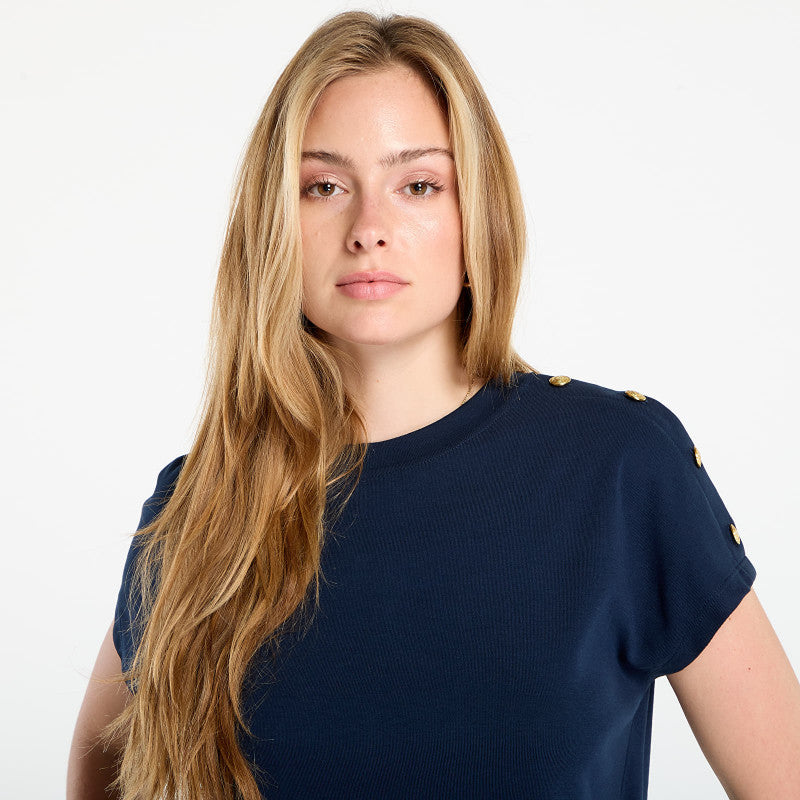 Tommy Hilfiger Gold Button Ss Tee Navy