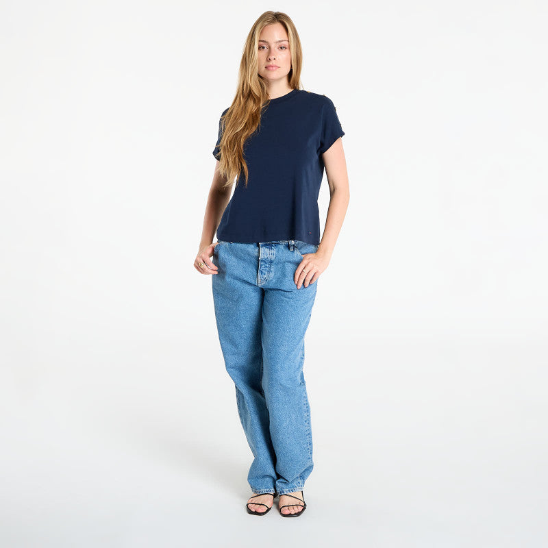Tommy Hilfiger Gold Button Ss Tee Navy
