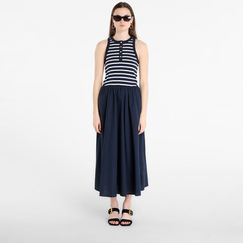 Sukienka Tommy Hilfiger Gold Button Poplin Mix Dress Breton Stripe Dark Night/ Ecru
