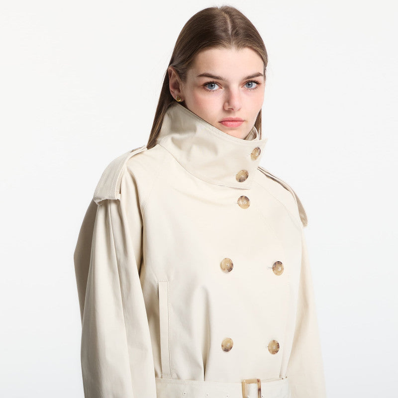 Tommy Hilfiger Cotton Crop Trench Jacket Light Silt