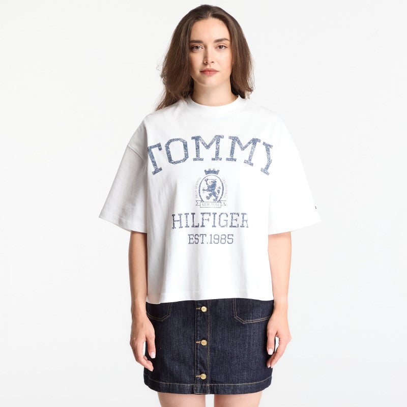 Tommy Hilfiger Varsity Crest Rlx Ss T-Shirt Ecru