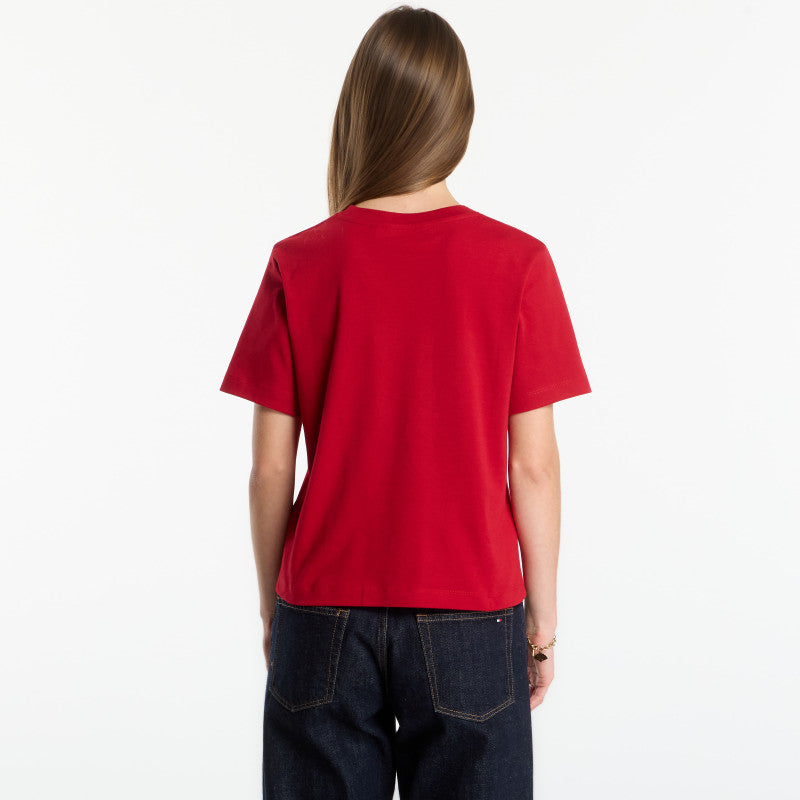 Tommy Hilfiger Gold Script Mdrn C-Nk S/S Tee Medium Red