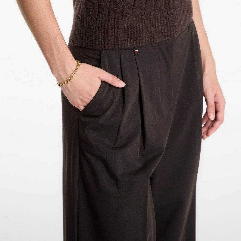 Tommy Hilfiger Viscose Blend Wide Leg Chocolate