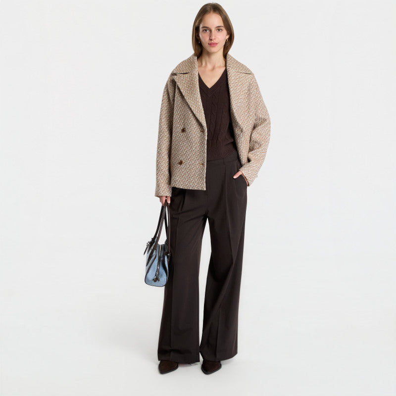 Tommy Hilfiger Viscose Blend Wide Leg Chocolate